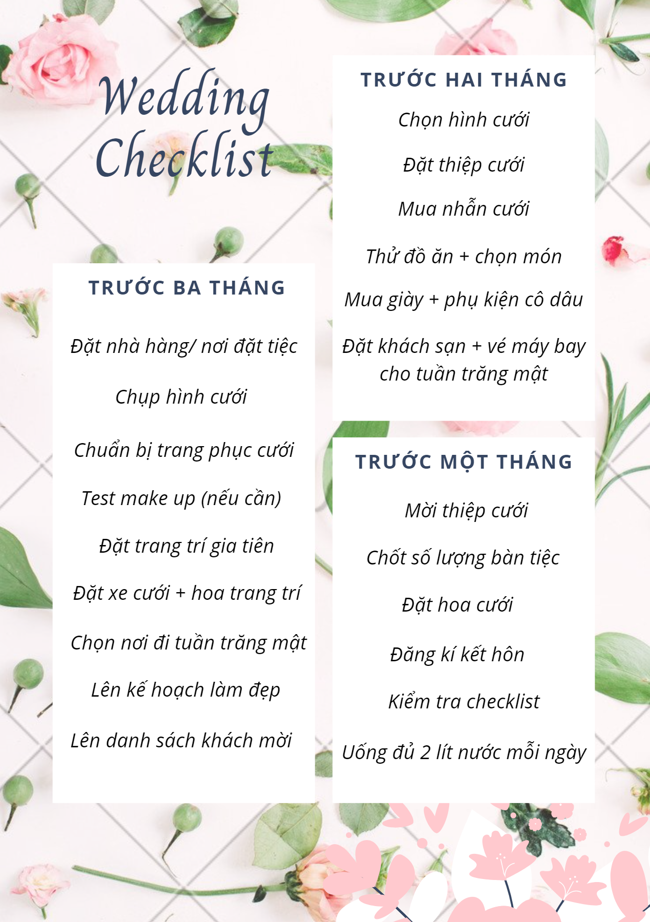 Lên kế hoạch cho tiệc cưới
